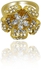 Yellow Gold Plated Ring With White Crystals , Flower Shaped-"45ANT"