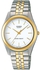 Casio Enticer Men's White Dial Two Tone Stainless Steel Band Watch [MTP-1129G-7A]