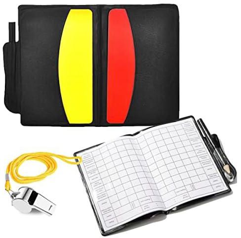 Wawasia Soccer Referee Card Sets, Warning Referee Red and Yellow Cards and Metal Referee Whistle for Game Sports, Soccer Football Penalty Card Wallet