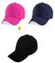 Face Cap With Adjustable Strap (3Pcs) - Pink, Navy Blue & Black
