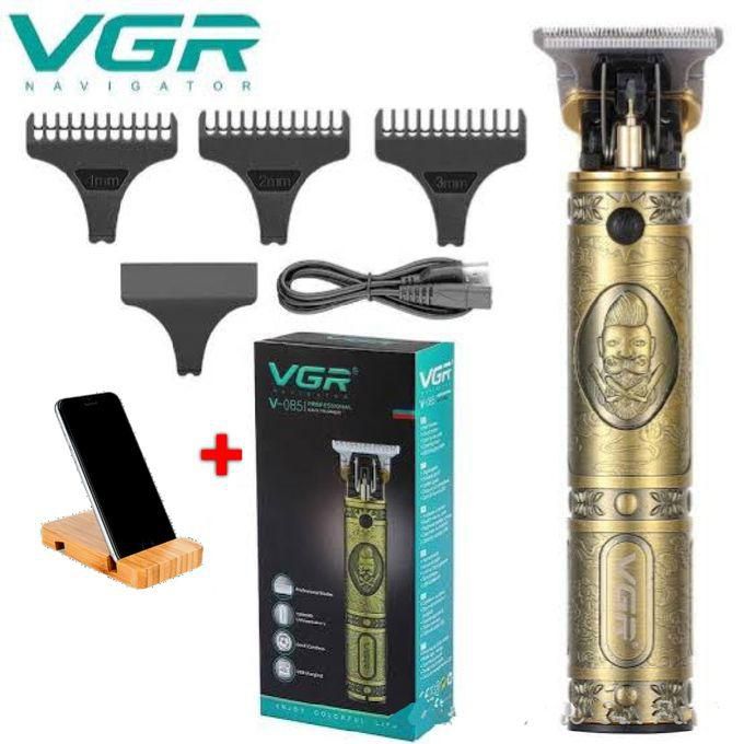 VGR V-085 - مكنة حلاقة الشعر الإحترافية +حامل موبايل هدية - ذهبي