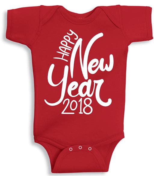 Twinkle Hands Happy New Year 2018, Red Baby Onesie, Bodysuit, Romper- Babystore.ae