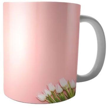 Printed Ceramic Coffee Mug Pink/White/Green Standard