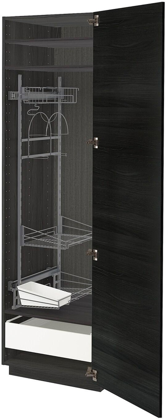 METOD / FÖRVARA خزانة مرتفعة مع أرفف مواد نظافة، أسود, Tingsryd أسود، ‎60x60x200 سم‏