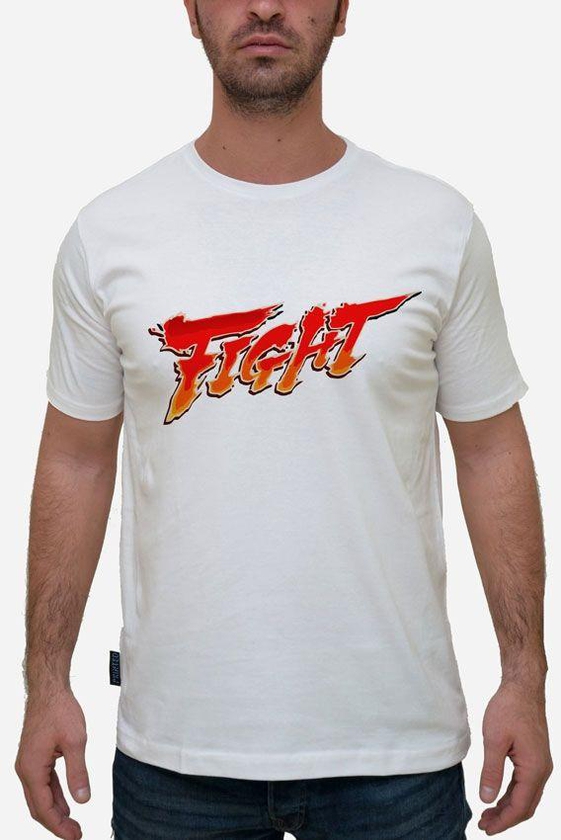 Printed Street Fighter: Fight T-Shirt - White