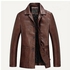 Fashion Fashion Casual Button Cuff Lapel Collar Loose Soft PU Leather Jackets For Men Coffee