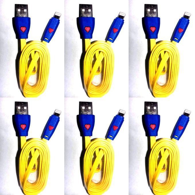 6 Pieces Of USB - Lighting Charging Cable For IPhone Mobiles - With Light Smiley Design