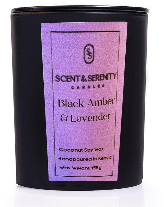 Black Amber and Lavender Scented Candle