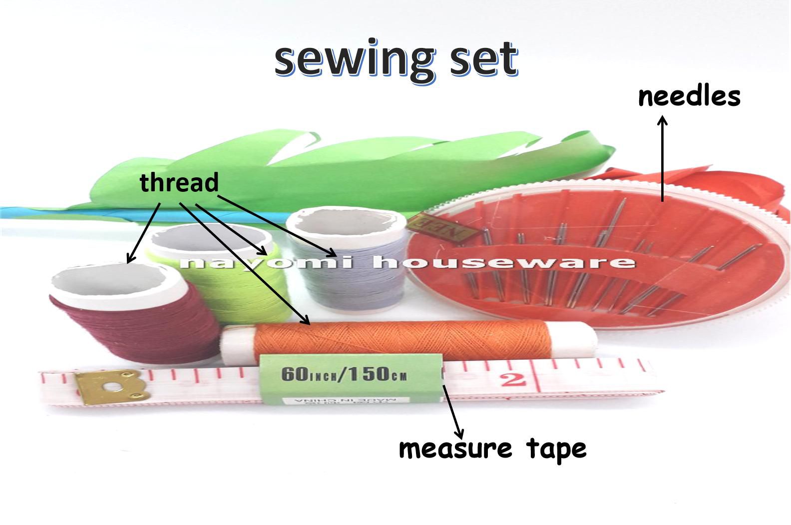 1 Set 3IN1 Sewing Kit with Thread/Needle/Measure Tape (Multi Colors)