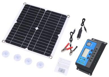 Flexible Solar Panel With USB LED Display Controller Kit Black/White/Blue 30 x 3cm