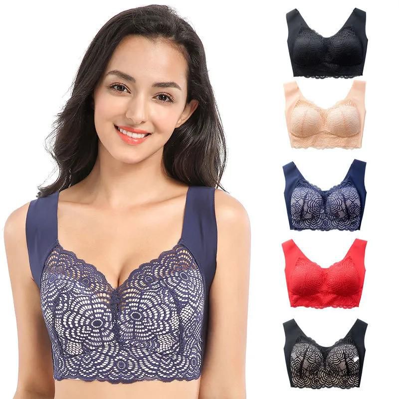 Push up Wireless Seamless Lace Bra for Women Plus Size Vest Lingerie Thin Cup Sports Sleepping Bra