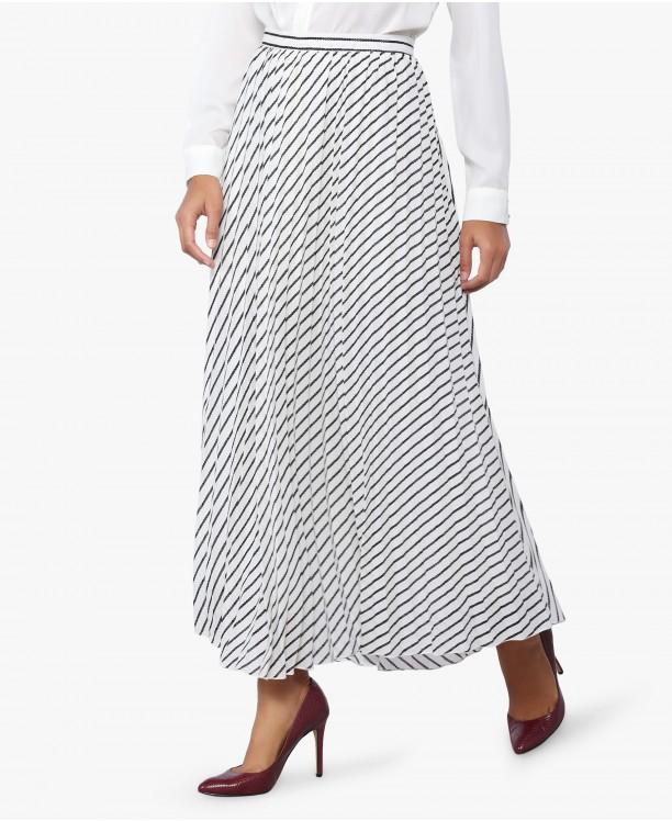 White and Black Pleated Skirt