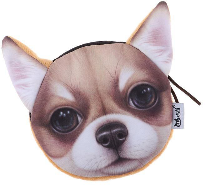 Fashion Creative Funny Lifelike Animals 3D Printed Dog Coin Purse Card Bag 04