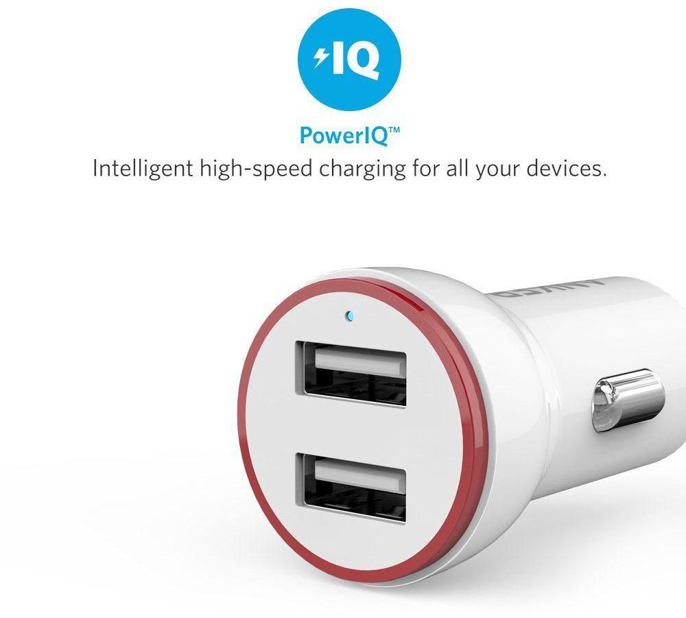 Anker 12W Dual USB Car Charger PowerDrive 2 Lite for smartphones, tablets and more
