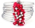 Eissely Fashion Women Multilayer Silver Resin Stone Bangle Charm Bracelet Red