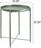 Tray Metal End Table, Small Round Side Table Accent Table Bedside Table Round Metal Nightstand, Outdoor Side Table Indoor Snack Table Accent Table Anti-Rust and Waterproof Dark Green