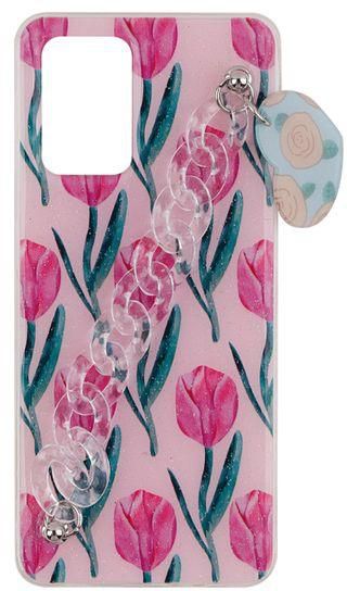 Oppo A95 4G / F19 -Special Printed Silicone Cover With Glitter And Clear Chain