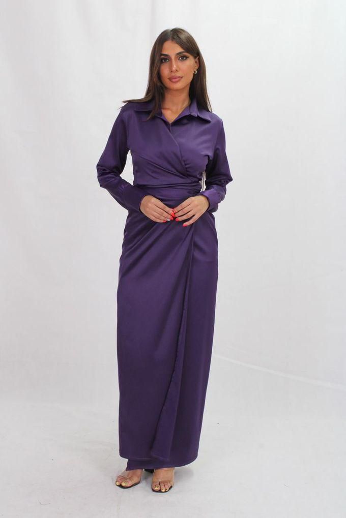 Ricci Long Purpel Satin Dress For Woman