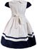 Girls Dress With Collar - White/Blue