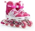 حذاء تزلج الكامل وامض رولر تزلج قابل للتعديل مع بدلة واقية للأطفال البنات والأولاد