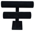 2 Tier Black Velvet T-Bar Bracelet Watch Jewelry Stand Display (Black)