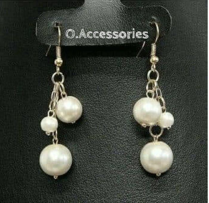 O Accessories Earring White Pearl Silver Metal