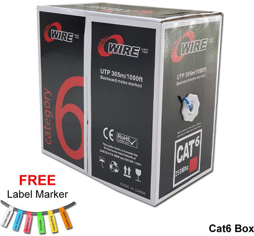 Owire Cat6 UTP Network Cable 305m 1Box Blue + Cable Marker