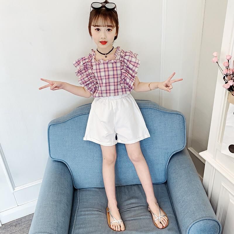 Koolkidzstore Girls Suit Plaid Top White Pants - 6 Sizes (As Picture)
