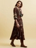 Round Neck Floral Printed Long Dress Brown/Blue