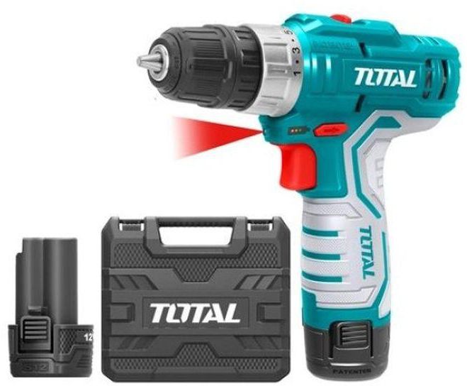 TOTAL Tools 12V Li-ion Cordless Drill + 2 Battery + Charger + Case TDLI12208