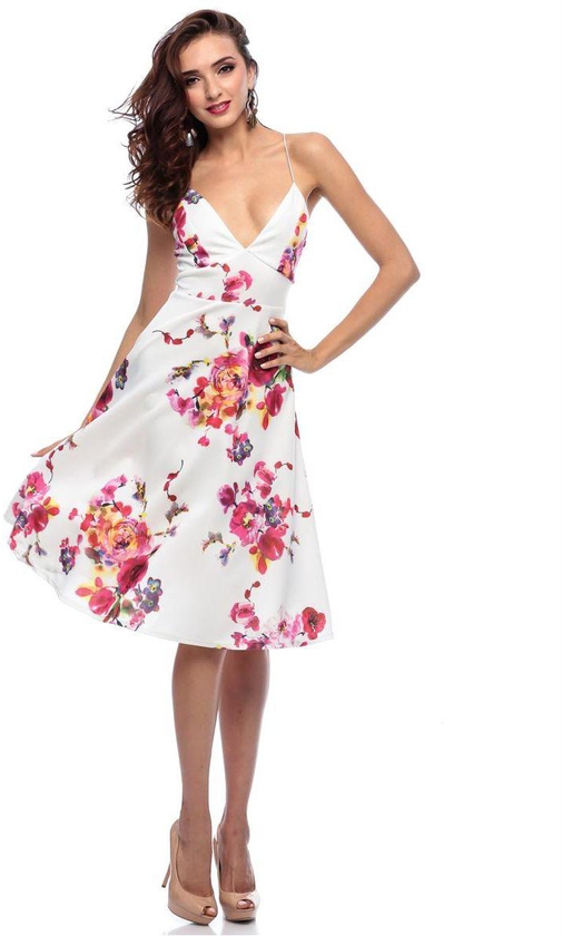 AX Paris Floral Dress for Women - 12 UK, Off White