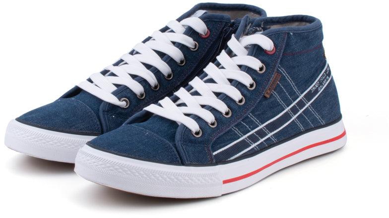 LARRIE Men Classic Canvas High Top Sneakers - 6 Sizes (Navy)