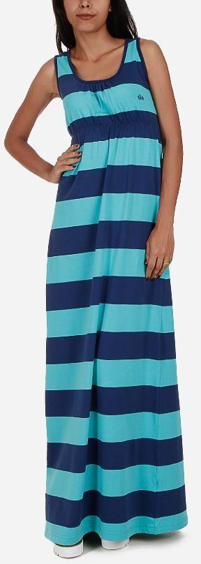 Nas Trends Striped Maxi Dress - Navy Blue & Turquoise