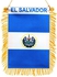 BPA 4 X 6 Inch El Salvador Fringy Window Hanging Flag - Mini Flag Banner & Car Rearview Mirror Décor - Fringed & Double Sided - Salvadoran Hanging Flag with Suction Cup