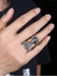 Gothic Style Symbols Carving Stainless Steel Biker Ring