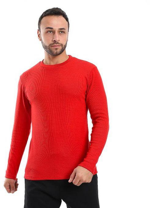 Pavone Cotton Long Sleeves Ribbed Lightweight Sweatshirt - Burgundy