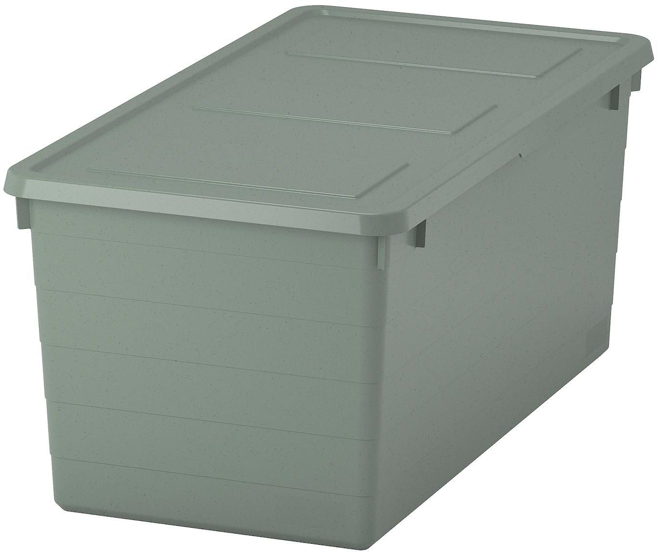 SOCKERBIT Storage box with lid - grey-green 38x76x30 cm