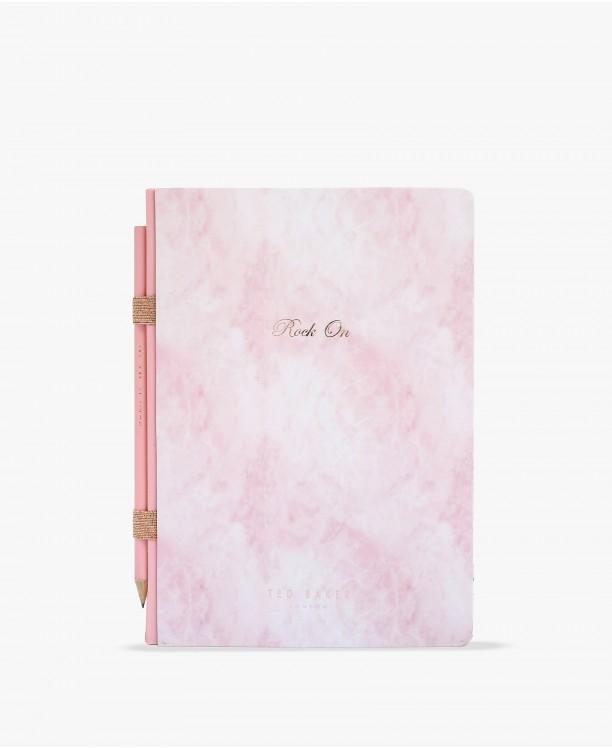 Light Pink Rock On Notebook And Pencil