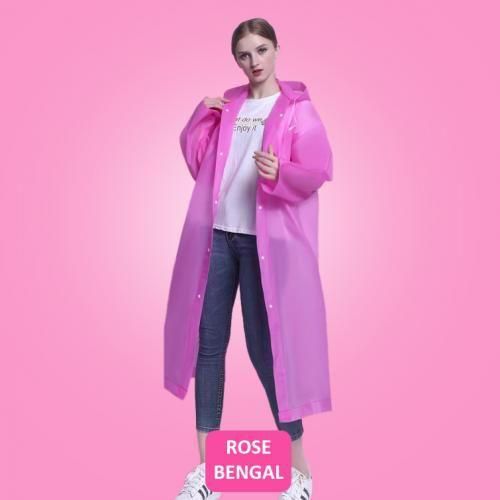 Raincoat With Hood For Women And Men Transparent Camping EVA - Pink