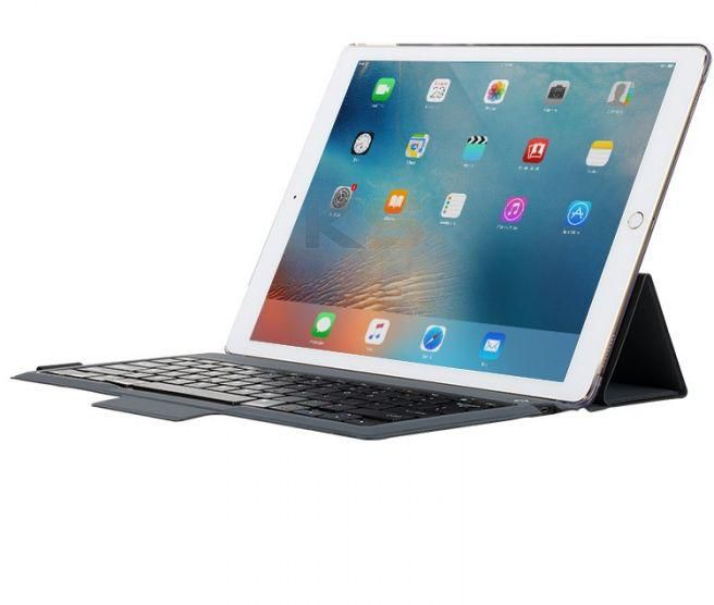 ROCK 2 in 1 Bluetooth Keyboard Protective PU Case with Stand for iPad Pro-Black