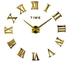 Large Diy Quartz 3d Wall Clock Acrylic Sticker Roman Number Wall Clock - Gold
