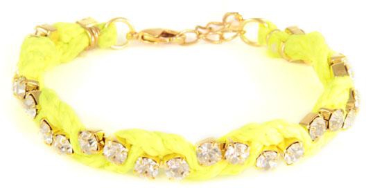 Yellow Braided Rhinestone Bracelet