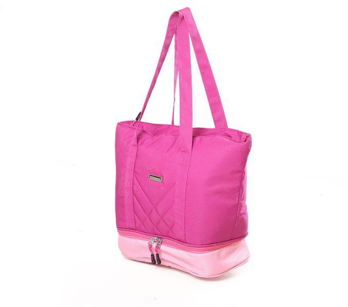 Activ Bi-Toned Shoulder Bag With Base Pocket - Pink & Rose
