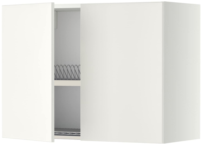 METOD Wall cabinet w dish drainer/2 doors - white/Veddinge white 80x60 cm