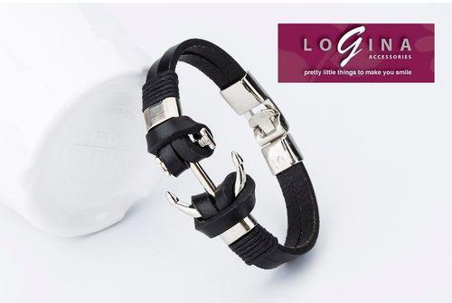 Logina Accessories Leather Bracelet - Black