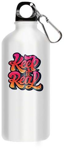 "زجاجة مياه بطبعة عبارة "Keep It Real" أبيض 510ملليلتر