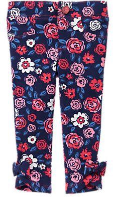 Gymboree 140156804 Floral Print Bow Jeggings - Gym Navy, 6-12 Months