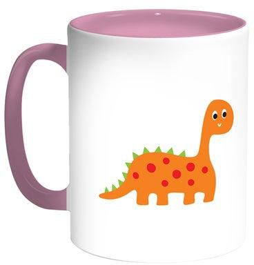 Dinosaur Printed Coffee Mug White/Pink 11ounce