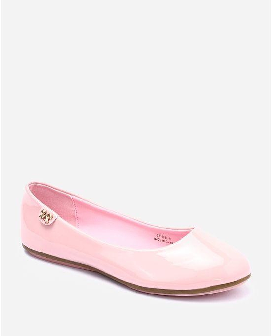 Shoe Room Plain Leather Sneakers - Pink