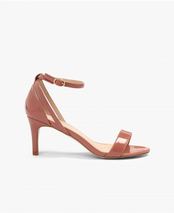 Dusty Pink Patent Mid-Heel Sandals